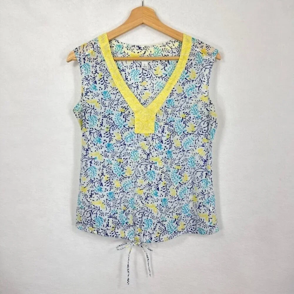 Old Navy Sleeveless Cotton Top V-Neck Crinkle Sheer Boho Coquette Summer S